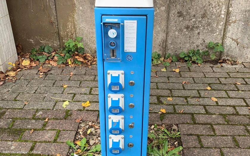 Stromsäule am Wohnmobilstellplatz Meinerzhagen