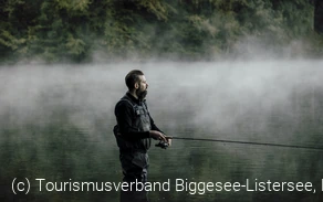 Angler mit Nebel