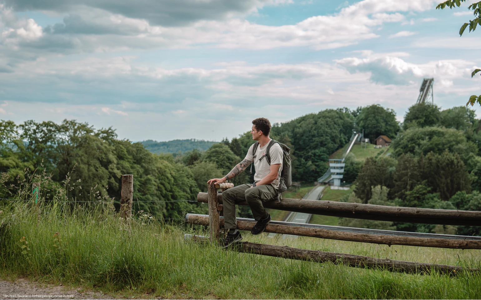 Kurze Pause an der Mattenschanze in Meinerzhagen uf dem Sauerland-Höhenflug
